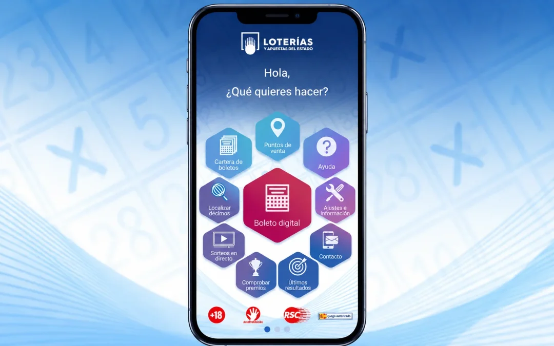 Pantalla principal de la app de Loterías y Apuestas del Estado